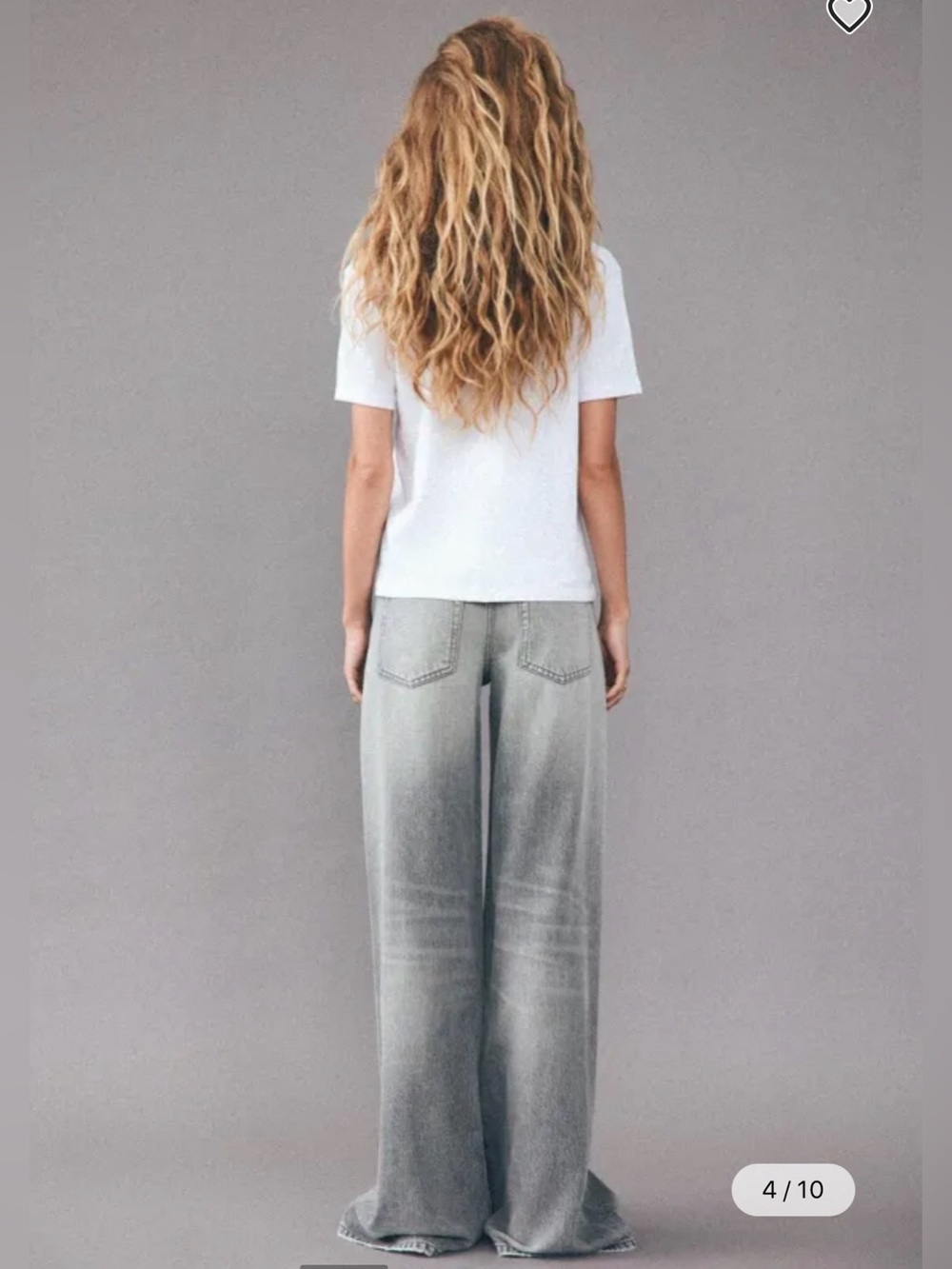 Zara Grey TRF Low Rise Wide Leg Elephant Jeans Acid Wash Full Length Sz 4/26 - Picture 3 of 16
